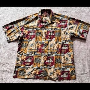 Tori Richard Men’s Fish Print Button Up‎ Short Sleeve Shirt Floral Sea Sz XL